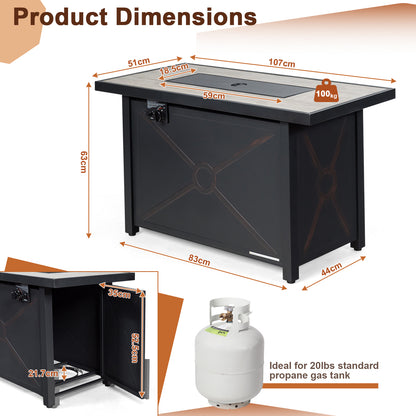 42 Inch 60000 BTU Propane Fire Pit Table, Ceramic Tabletop, Black Fire Pits at Gallery Canada