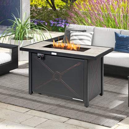 42 Inch 60000 BTU Propane Fire Pit Table, Ceramic Tabletop, Black Fire Pits at Gallery Canada
