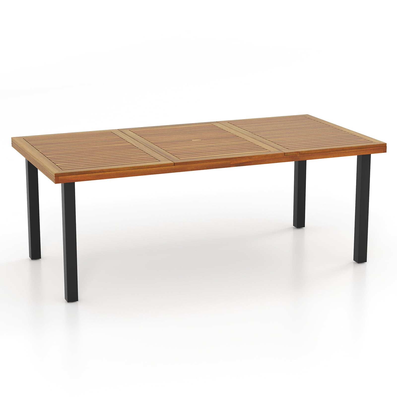 79 Inch Acacia Wood Dining Table, 8-Person Patio Table, Black Patio Dining Tables at Gallery Canada