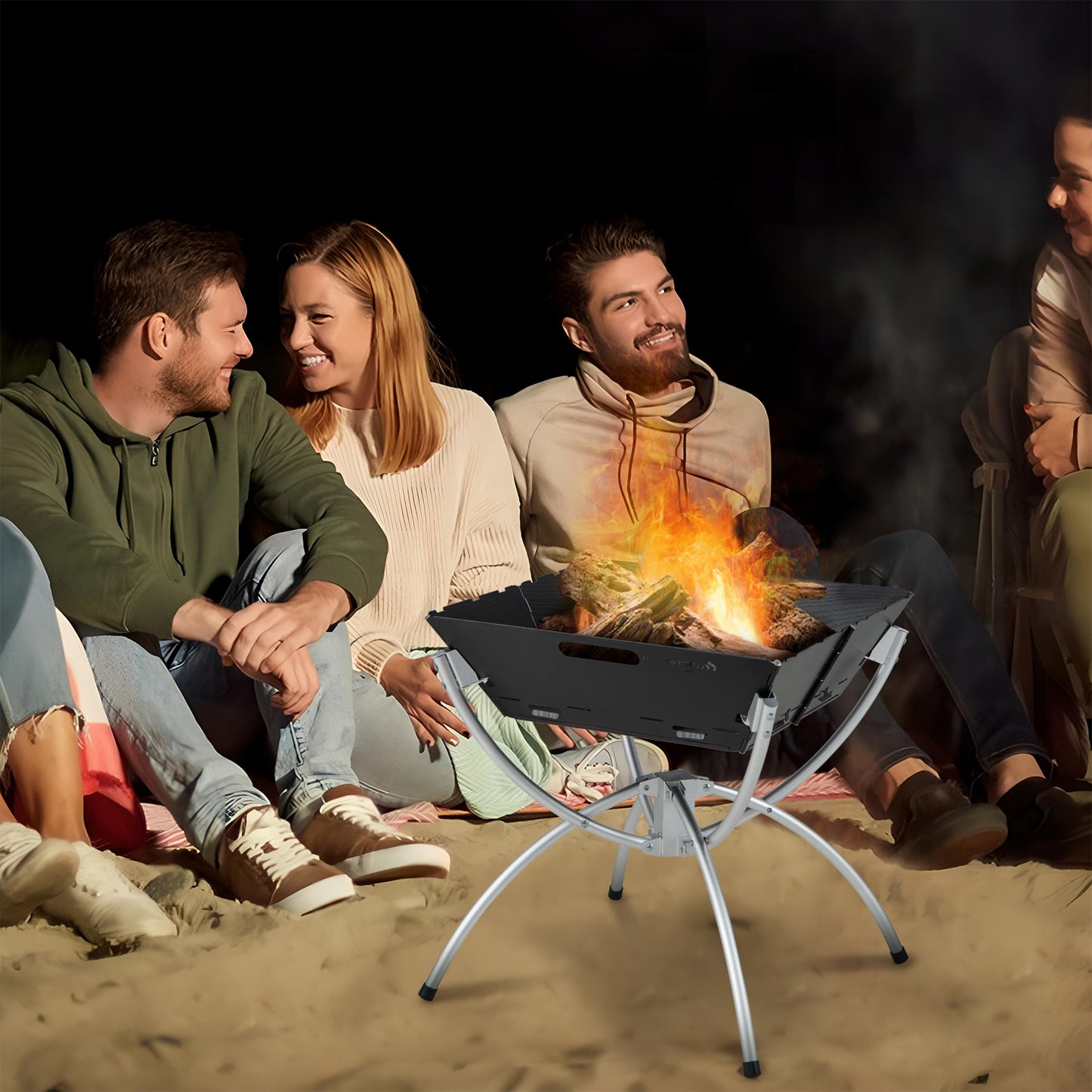 3-in-1 Camping Campfire Grill with Stainless Steel Grills Carrying Bag & Gloves, Silver Outdoor Grills at Gallery Canada
