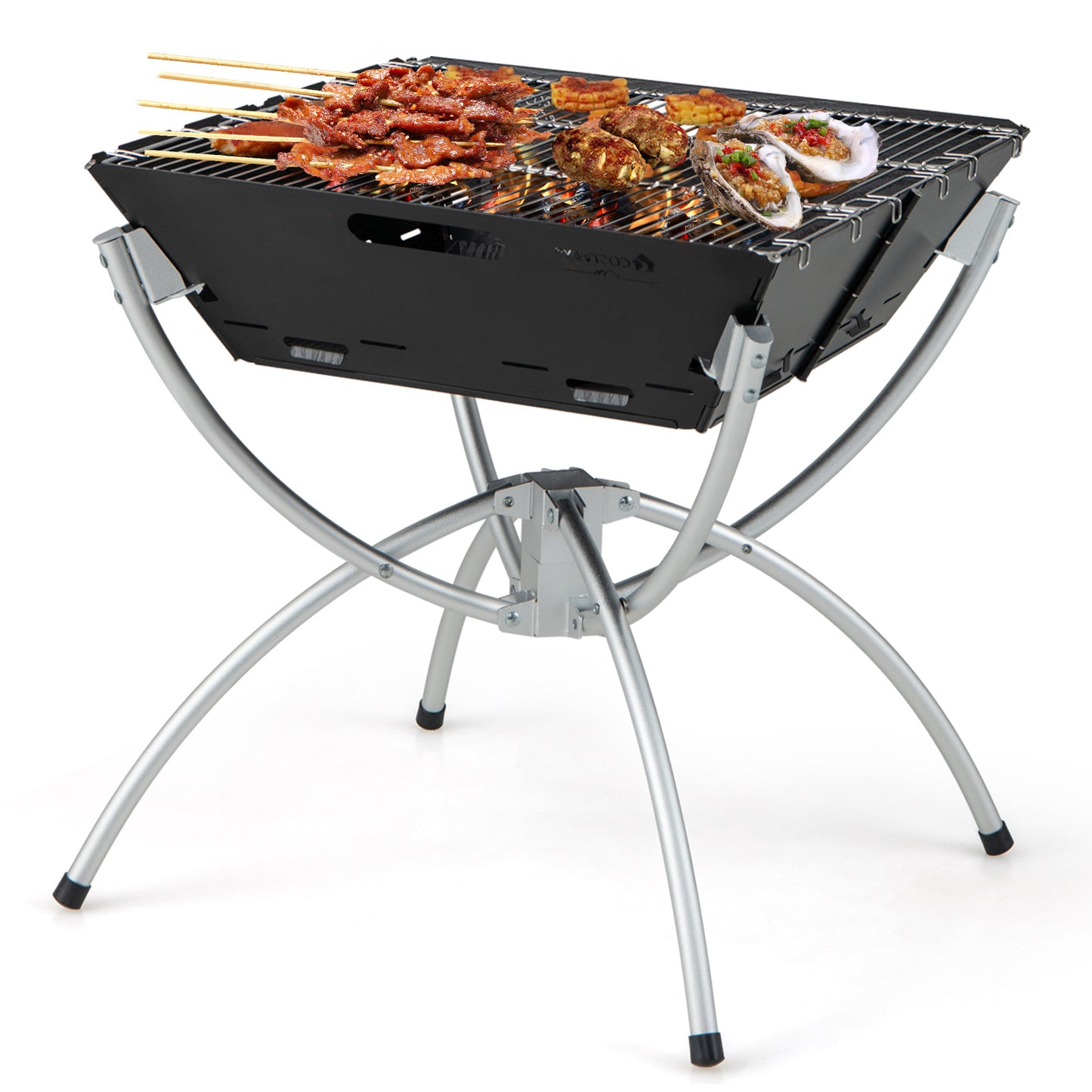 3 In 1 Camping Campfire Grill, Stainless Steel, Silver Outdoor Grills at Gallery Canada