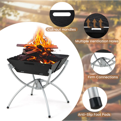 3-in-1 Camping Campfire Grill with Stainless Steel Grills Carrying Bag & Gloves, Silver Outdoor Grills at Gallery Canada