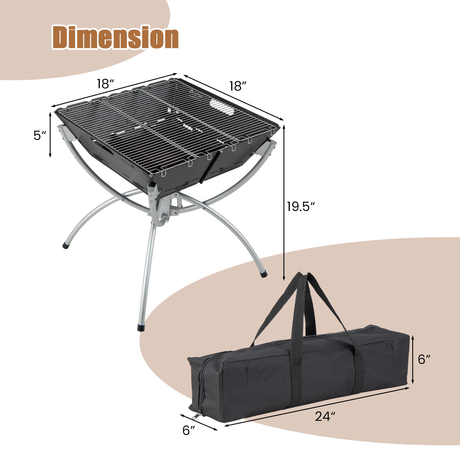 3-in-1 Camping Campfire Grill with Stainless Steel Grills Carrying Bag & Gloves, Silver Outdoor Grills at Gallery Canada