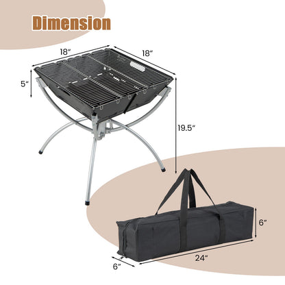 3-in-1 Camping Campfire Grill with Stainless Steel Grills Carrying Bag & Gloves, Silver