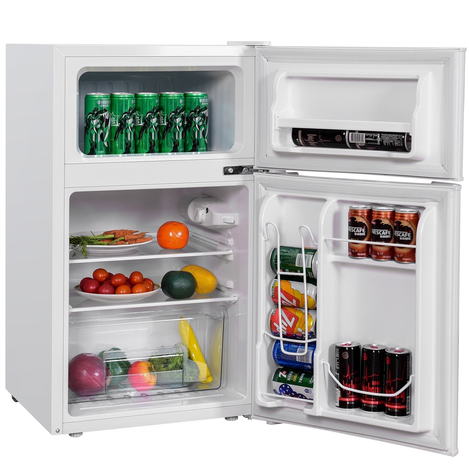 3.2 cu ft. Compact Stainless Steel Refrigerator, White - Gallery Canada