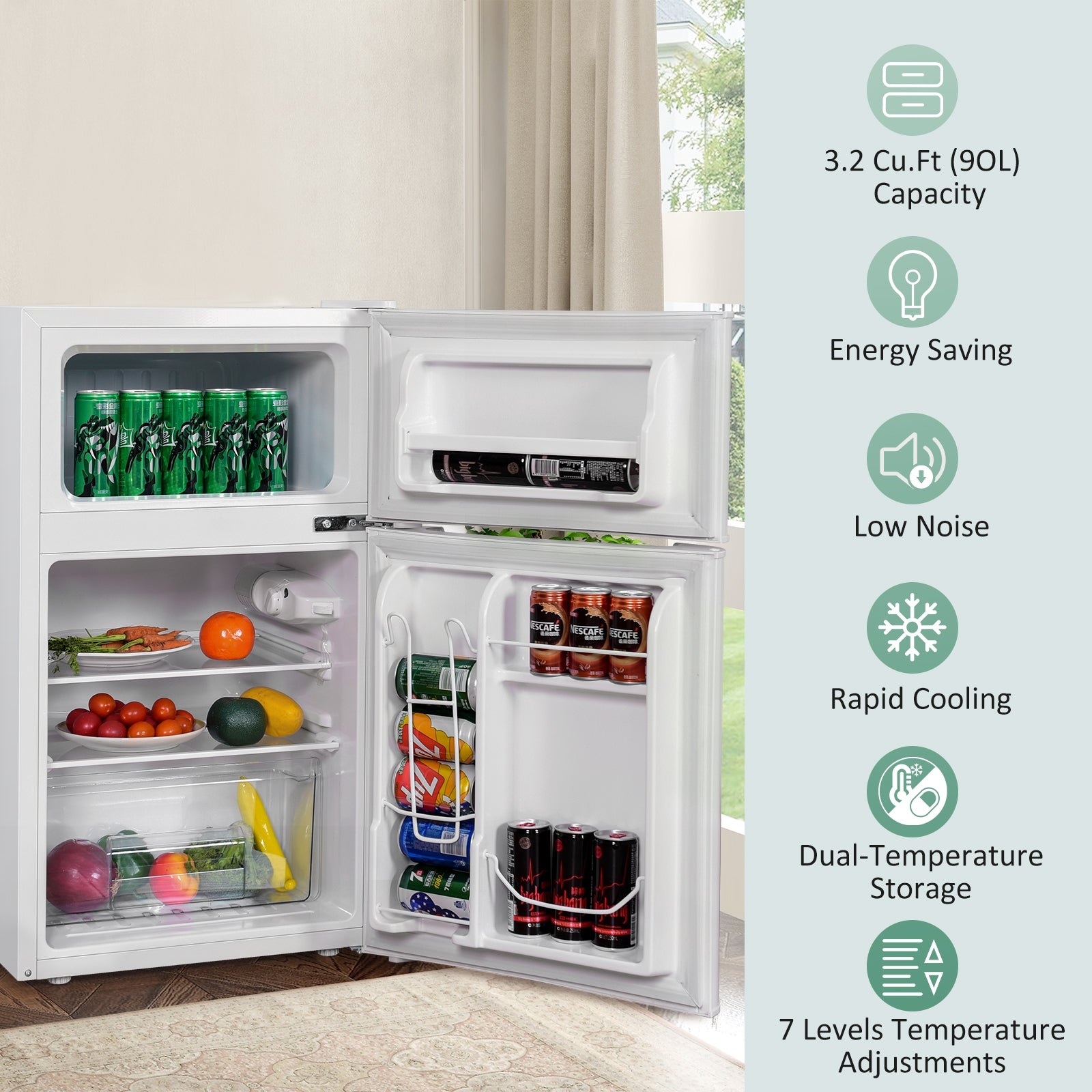 3.2 cu ft. Compact Stainless Steel Refrigerator, White Refrigerators at Gallery Canada