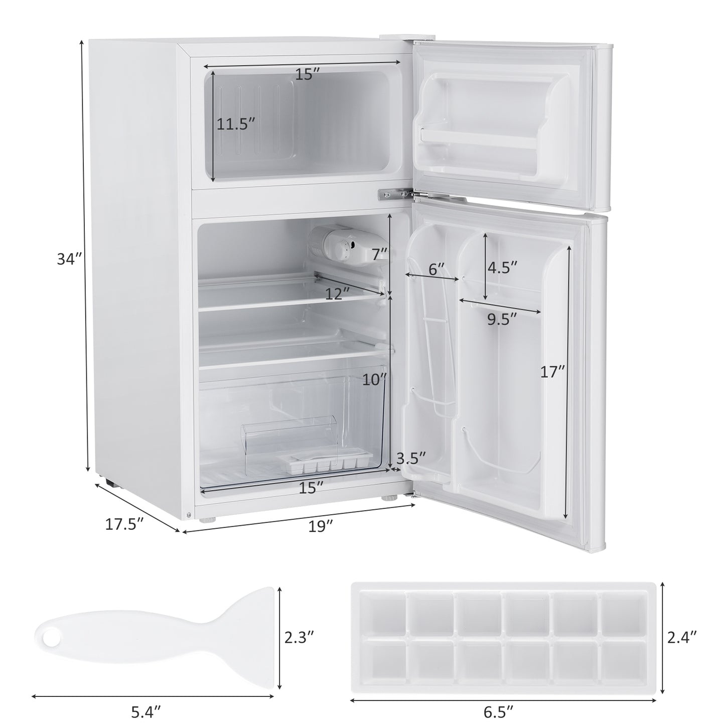 3.2 cu ft. Compact Stainless Steel Refrigerator, White Refrigerators at Gallery Canada