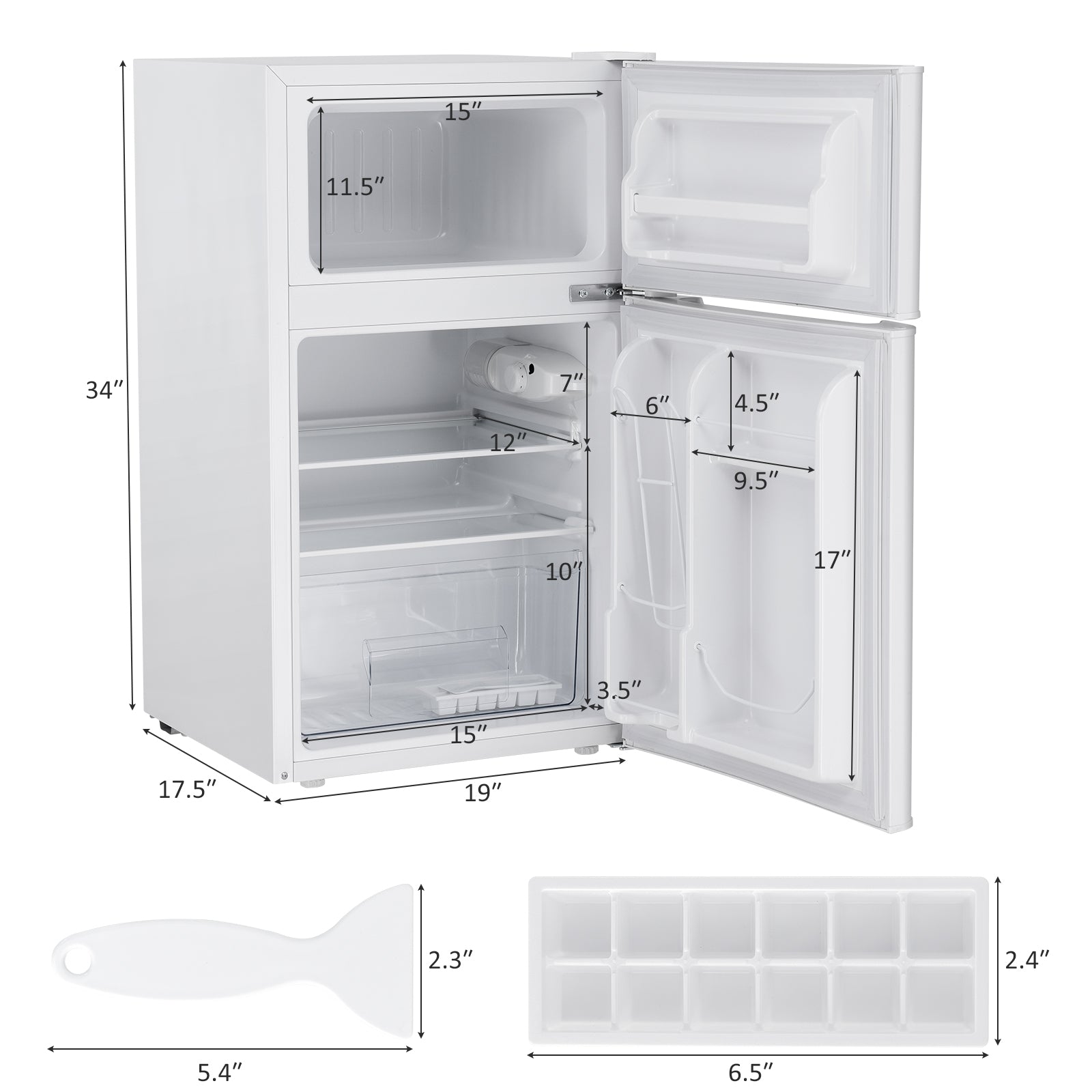 3.2 cu ft. Compact Stainless Steel Refrigerator, White Refrigerators at Gallery Canada
