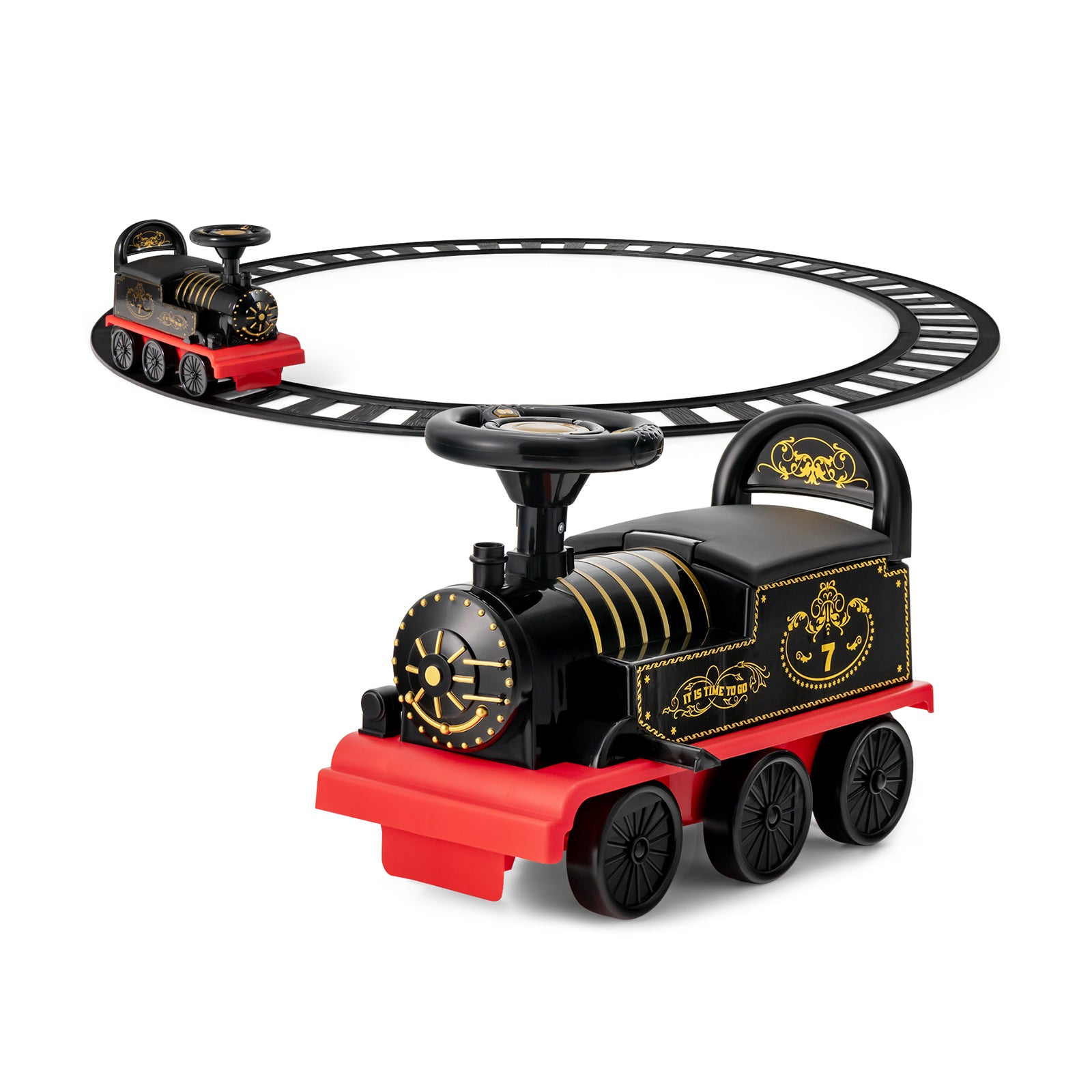6V Electric Kids Ride On Car Toy Train, 16 Pieces Tracks, Black Powered Ride On Toys Black at Gallery Canada