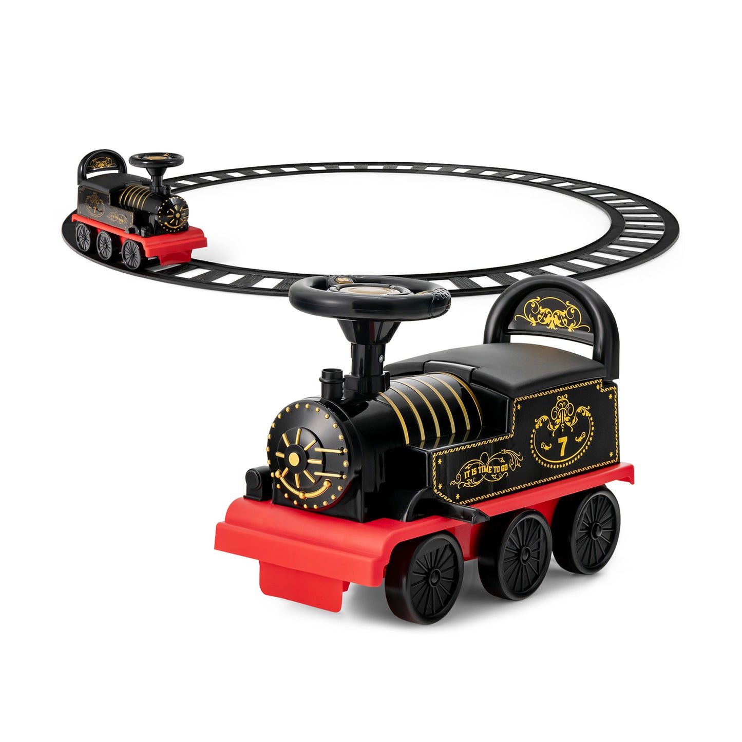 6V Electric Kids Ride On Car Toy Train, 16 Pieces Tracks, Black Powered Ride On Toys Black at Gallery Canada