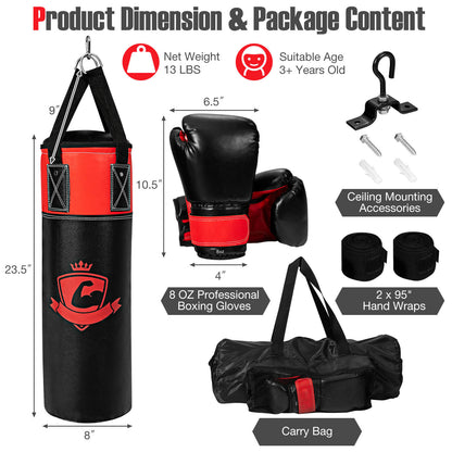 11 Pounds Kids Hanging Punching Bag Set with Punching Gloves, Black Boxing & Martial Arts at Gallery Canada