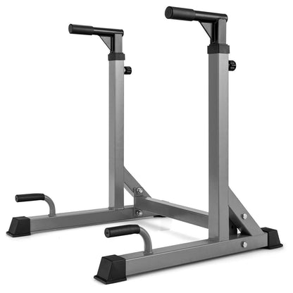 Adjustable Multi-function Dip-up Station for Power Training-Red, Silver
