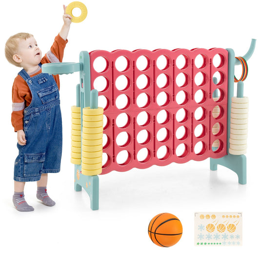 4-in-a-Row Connect Game with Basketball Hoop and Toss Ring, Multicolor