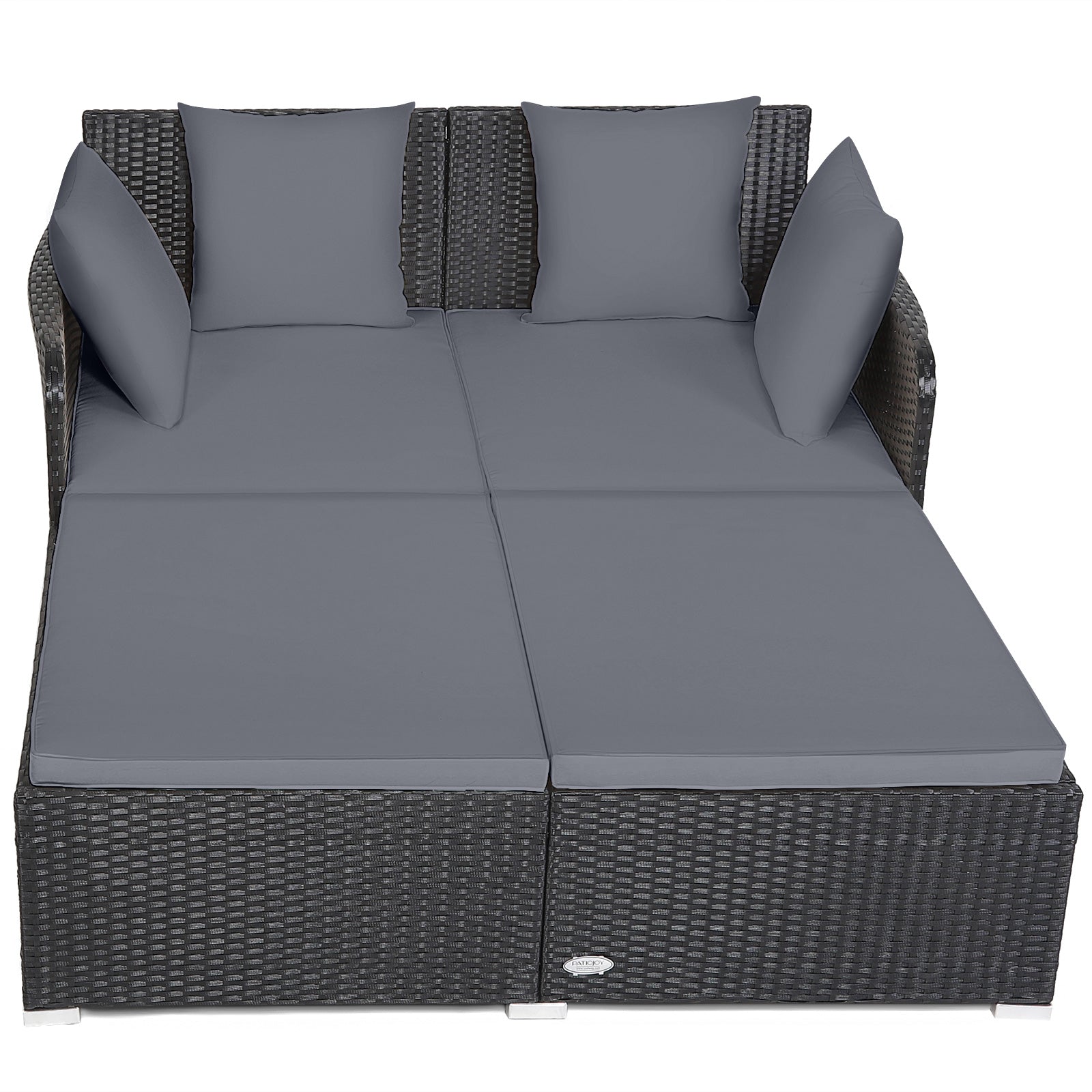 Outdoor Rattan Daybed With Upholstered Cushions, Gray Outdoor Sectionals at Gallery Canada