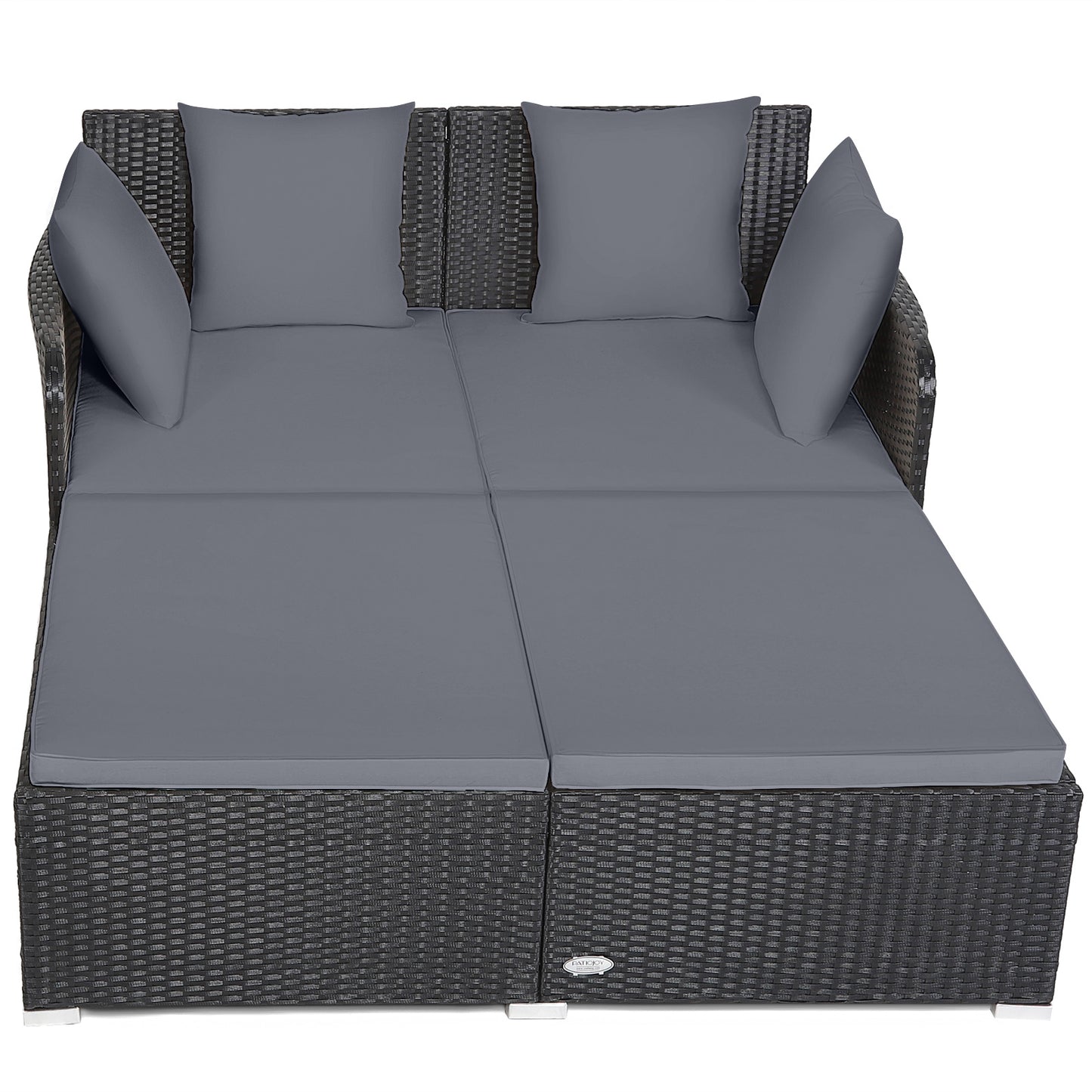 Outdoor Rattan Daybed With Upholstered Cushions, Gray Outdoor Sectionals at Gallery Canada