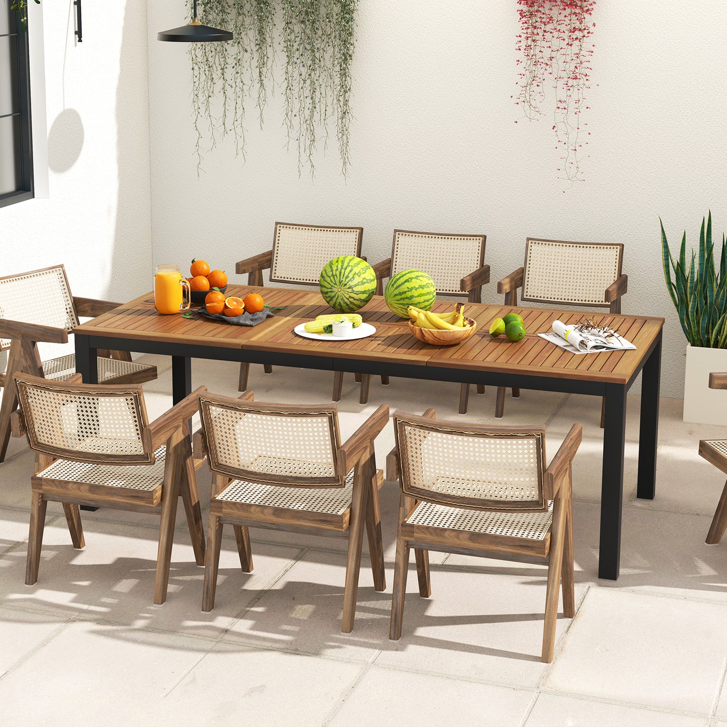 79 Inch Acacia Wood Outdoor Dining Table, 8-Person, Natural Patio Dining Tables at Gallery Canada