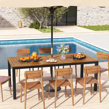 79 Inch Acacia Wood Outdoor Dining Table, 8-Person, Natural Patio Dining Tables at Gallery Canada