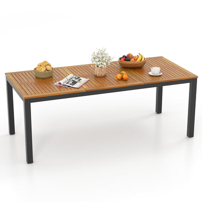 79 Inch Acacia Wood Outdoor Dining Table, 8-Person, Natural Patio Dining Tables at Gallery Canada