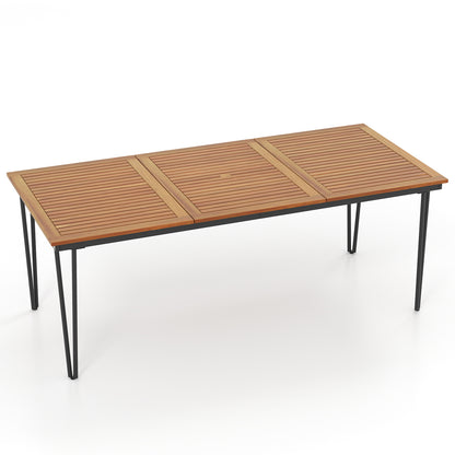 79 Inch 8-Person Outdoor Dining Table, 1.9 Inch Umbrella Hole, Natural Patio Dining Tables at Gallery Canada