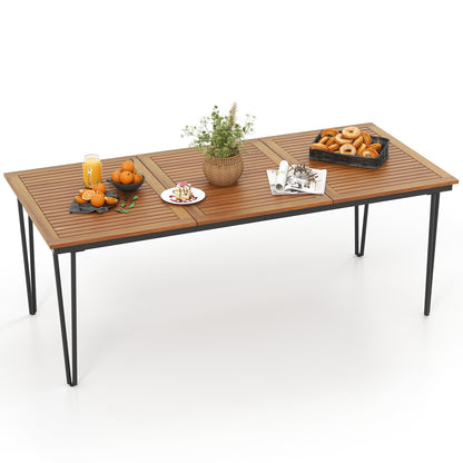 79 Inch 8-Person Outdoor Dining Table, 1.9 Inch Umbrella Hole, Natural Patio Dining Tables at Gallery Canada