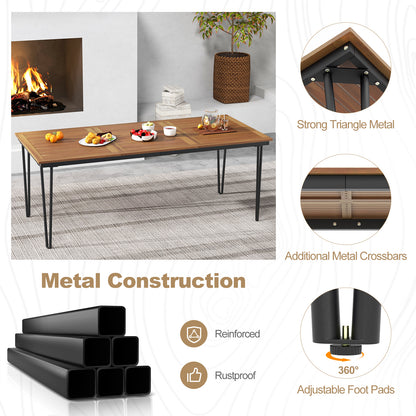 79 Inch 8-Person Outdoor Dining Table, 1.9 Inch Umbrella Hole, Natural Patio Dining Tables at Gallery Canada