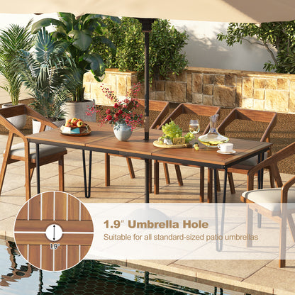 79 Inch 8-Person Outdoor Dining Table, 1.9 Inch Umbrella Hole, Natural Patio Dining Tables at Gallery Canada