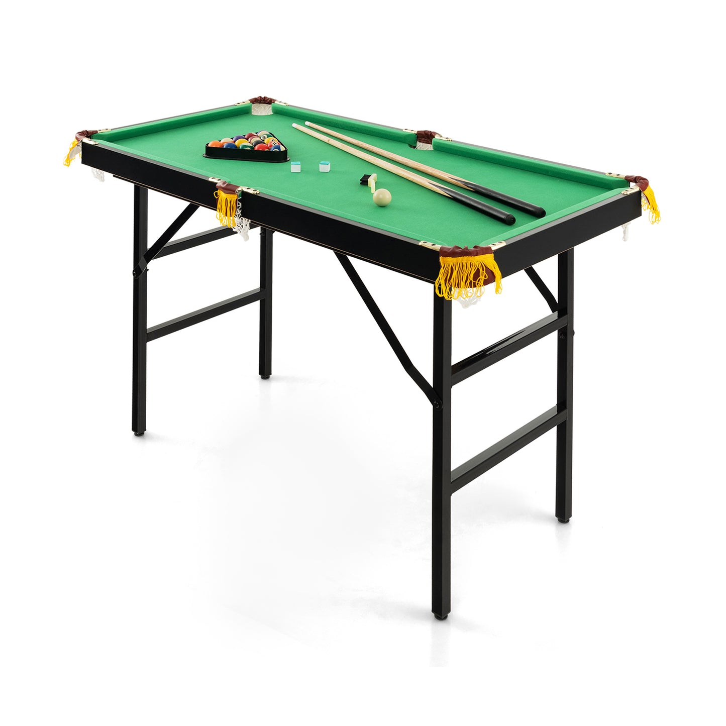 47 Inch Folding Billiard Table, With Cues And Brush Chalk, Green