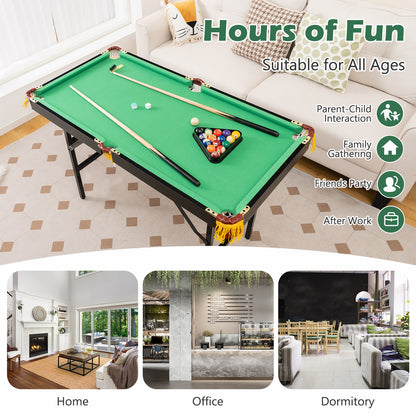 47 Inch Folding Billiard Table with Cues and Brush Chalk , Green Game Room at Gallery Canada