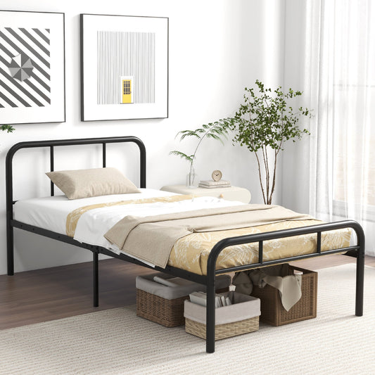Modern Metal Bed Frame with Curved Headboard and Footboard-Twin Size - Gallery Canada