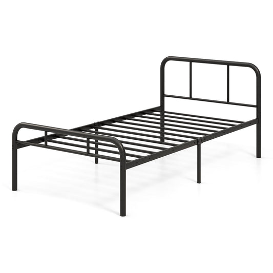 Modern Metal Bed Frame with Curved Headboard and Footboard-Twin Size - Gallery Canada