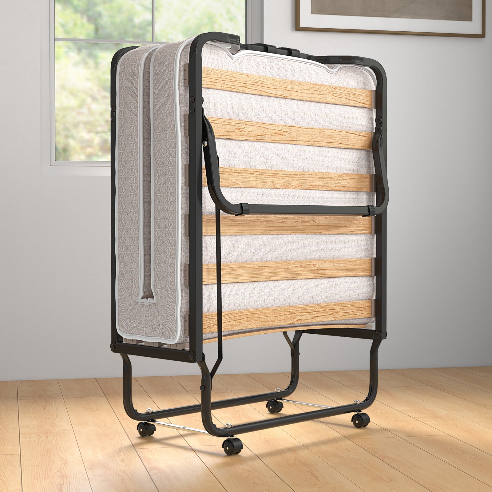 Rollaway Folding Bed with Memory Foam Mattress Made in Italy Folding Beds at Gallery Canada