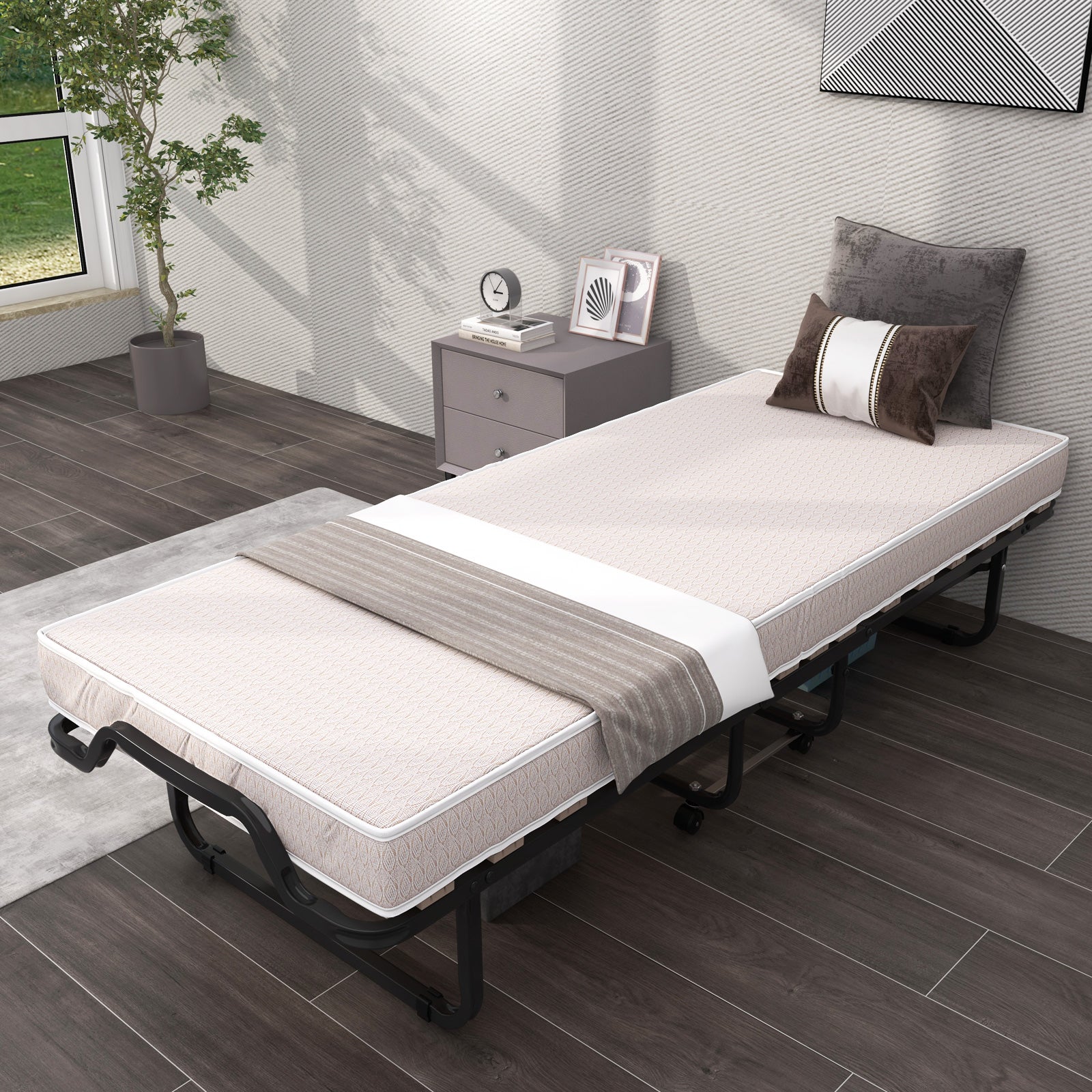 Rollaway Folding Bed with Memory Foam Mattress Made in Italy Folding Beds at Gallery Canada