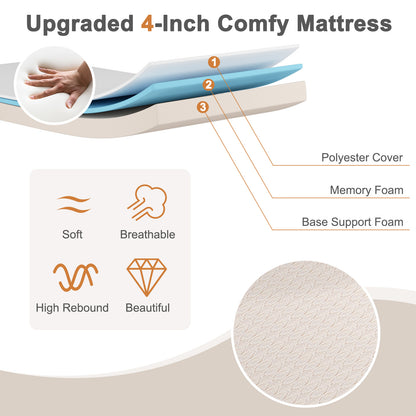 Rollaway Folding Bed with Memory Foam Mattress Made in Italy Folding Beds at Gallery Canada