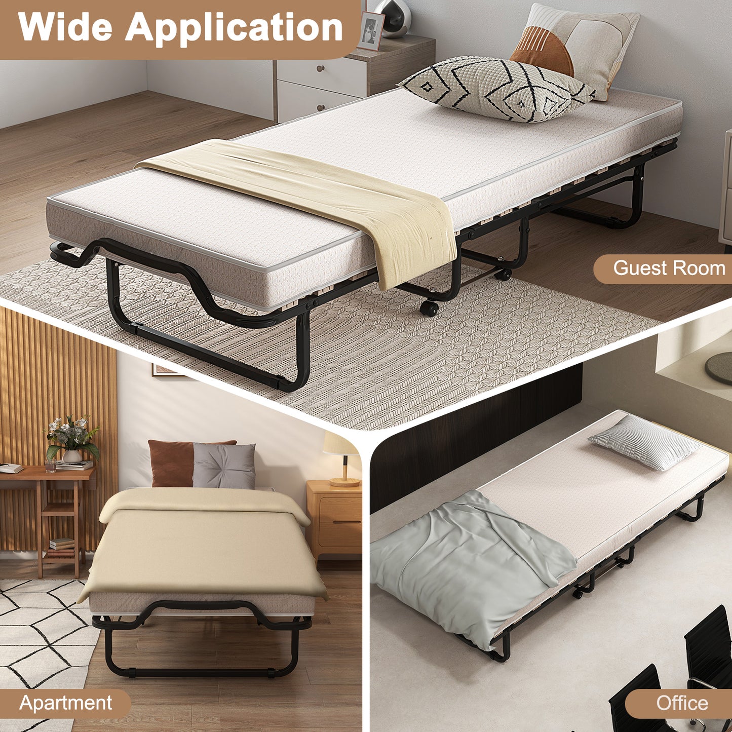 Rollaway Folding Bed with Memory Foam Mattress Made in Italy Folding Beds at Gallery Canada