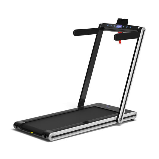 2-in-1 Folding Treadmill 2.25HP Jogging Machine with Dual LED Display, Silver