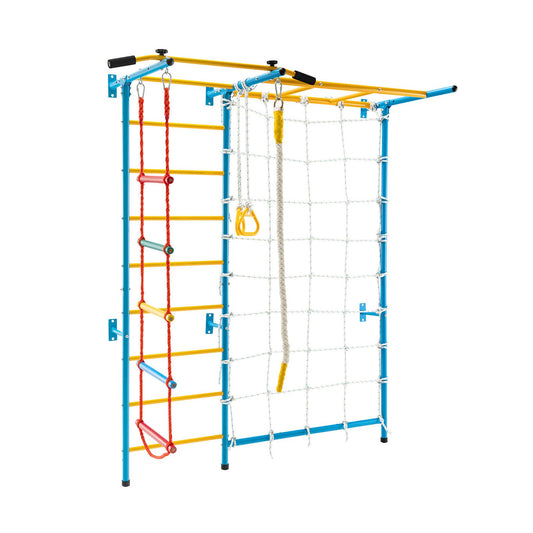 7 In 1 Kids Indoor Gym Playground Swedish Wall Ladder, Yellow
