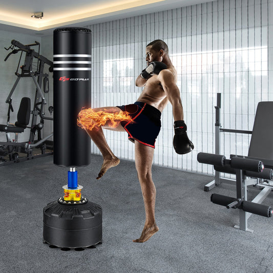 70 Inch Freestanding Punching Boxing Bag with 12 Suction Cup Base, Black - Gallery Canada