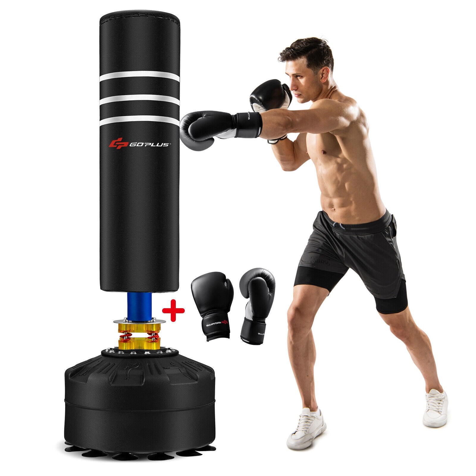 70 Inch Freestanding Punching Boxing Bag with 12 Suction Cup Base, Black at Gallery Canada