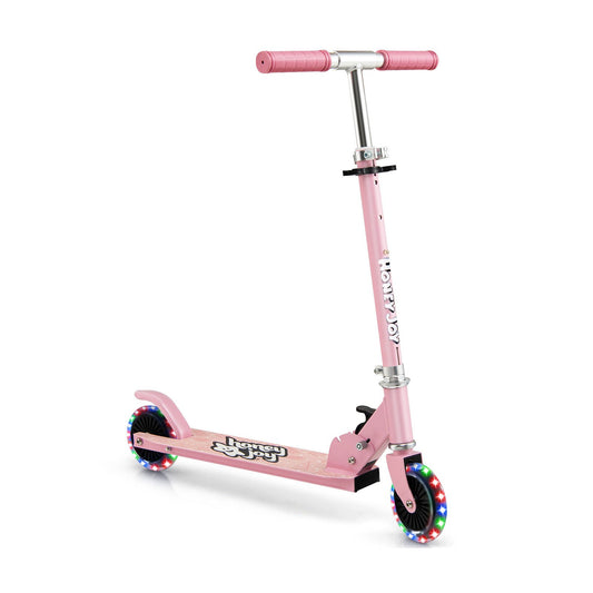 Folding Adjustable Height Kids Toy Kick Scooter with 2 Flashing Wheels, Pink