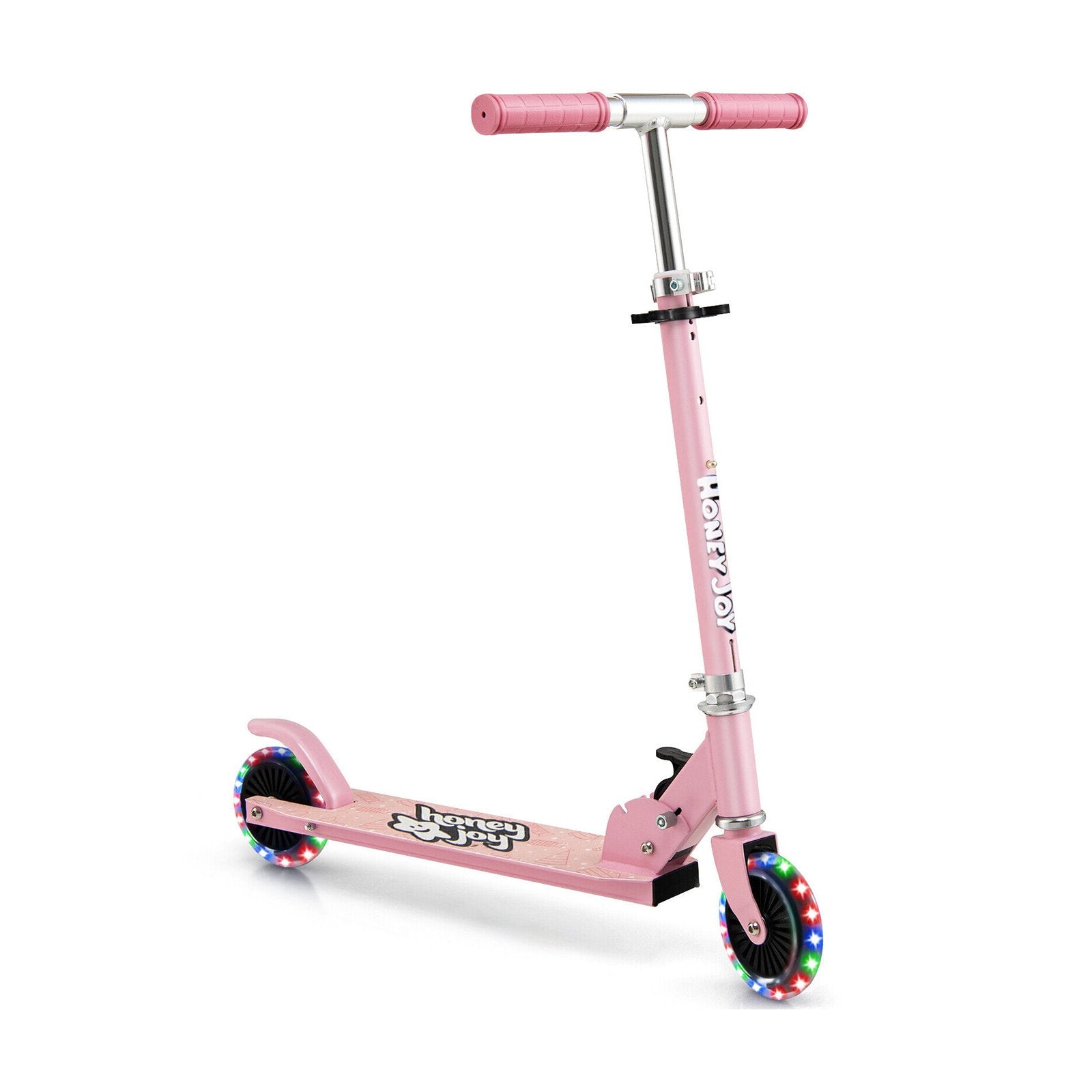 Folding Adjustable Height Kids Toy Kick Scooter with 2 Flashing Wheels, Pink at Gallery Canada
