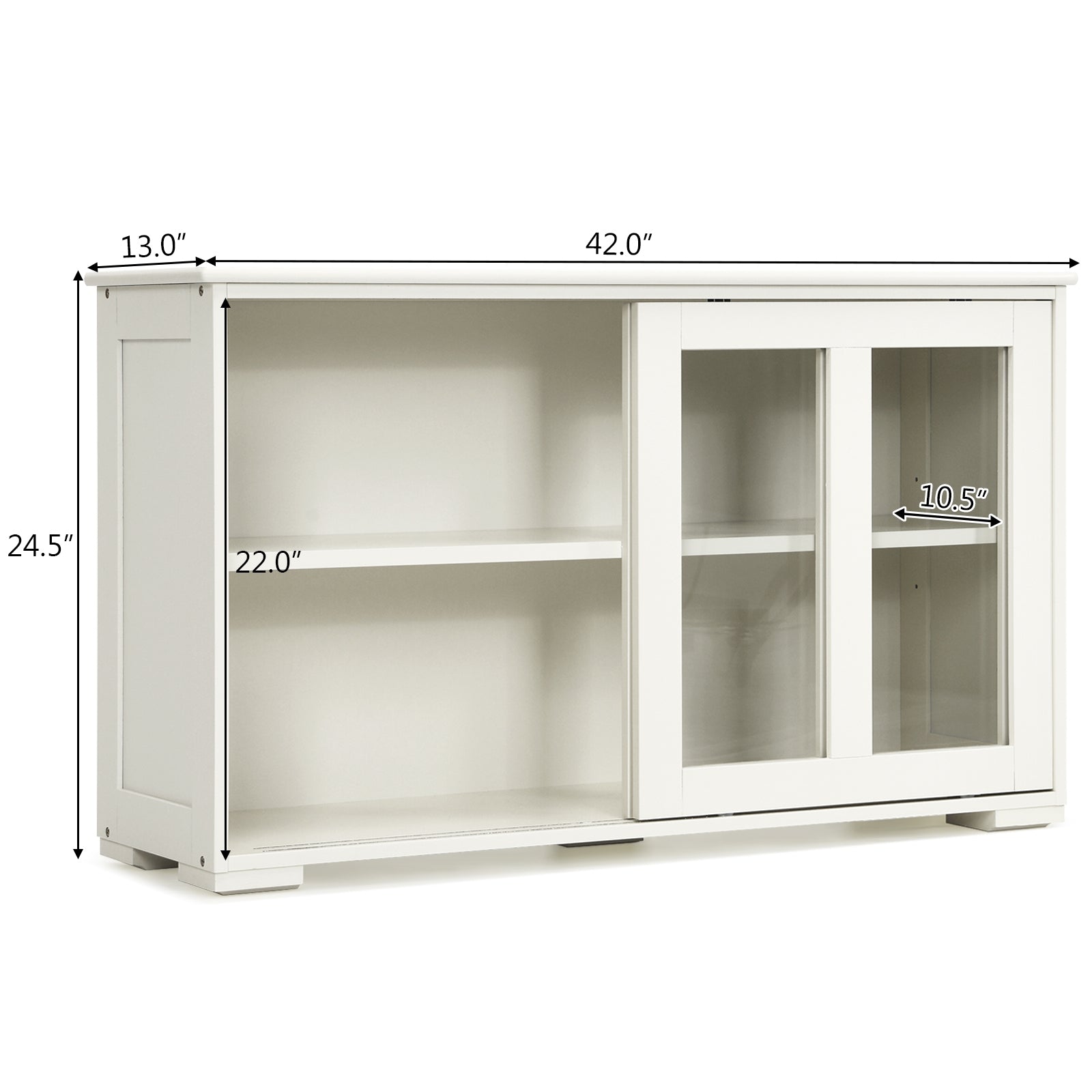 Sideboard Buffet Cupboard Storage Cabinet with Sliding Door-Antique White, White Sideboards Cabinets & Buffets at Gallery Canada