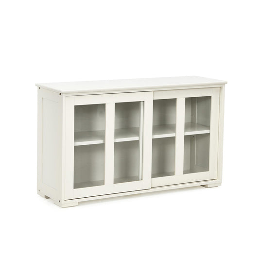 Sideboard Buffet Cupboard Storage Cabinet with Sliding Door-Antique White, White Sideboards Cabinets & Buffets White at Gallery Canada