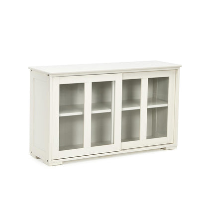 Sideboard Buffet Cabinet With Sliding Door, Antique White, White