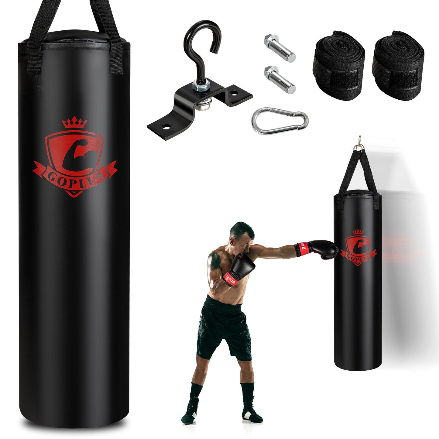 Filled Punching Bag Set with Boxing Gloves- 63 lbs, Black Boxing & Martial Arts at Gallery Canada