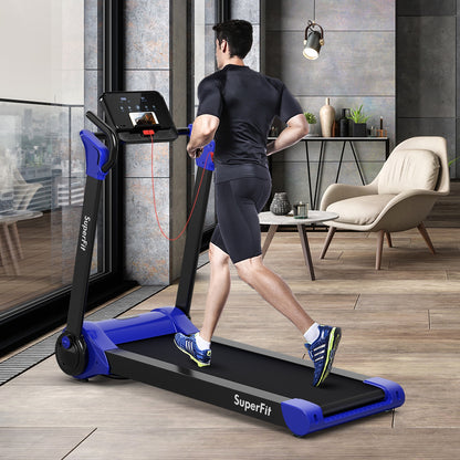 2.25 HP Electric Motorized Folding Running Treadmill Machine with LED Display and APP Control, Navy Treadmills at Gallery Canada