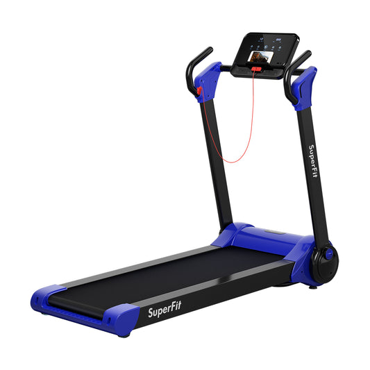 2.25 HP Folding Treadmill With LED Display, APP Control, Navy Treadmills Navy at Gallery Canada