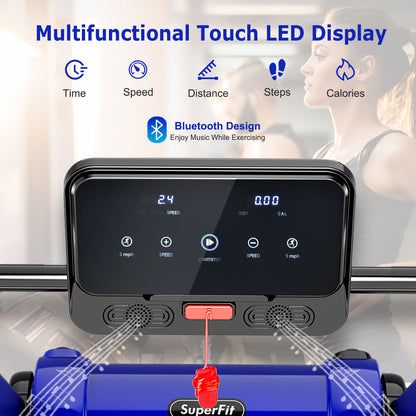 2.25 HP Electric Motorized Folding Running Treadmill Machine with LED Display and APP Control, Navy Treadmills at Gallery Canada