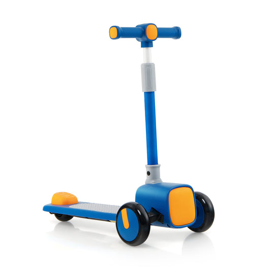Folding Adjustable Kids Toy Scooter with LED Flashing Wheels Horn 4 Emoji Covers, Blue - Gallery Canada