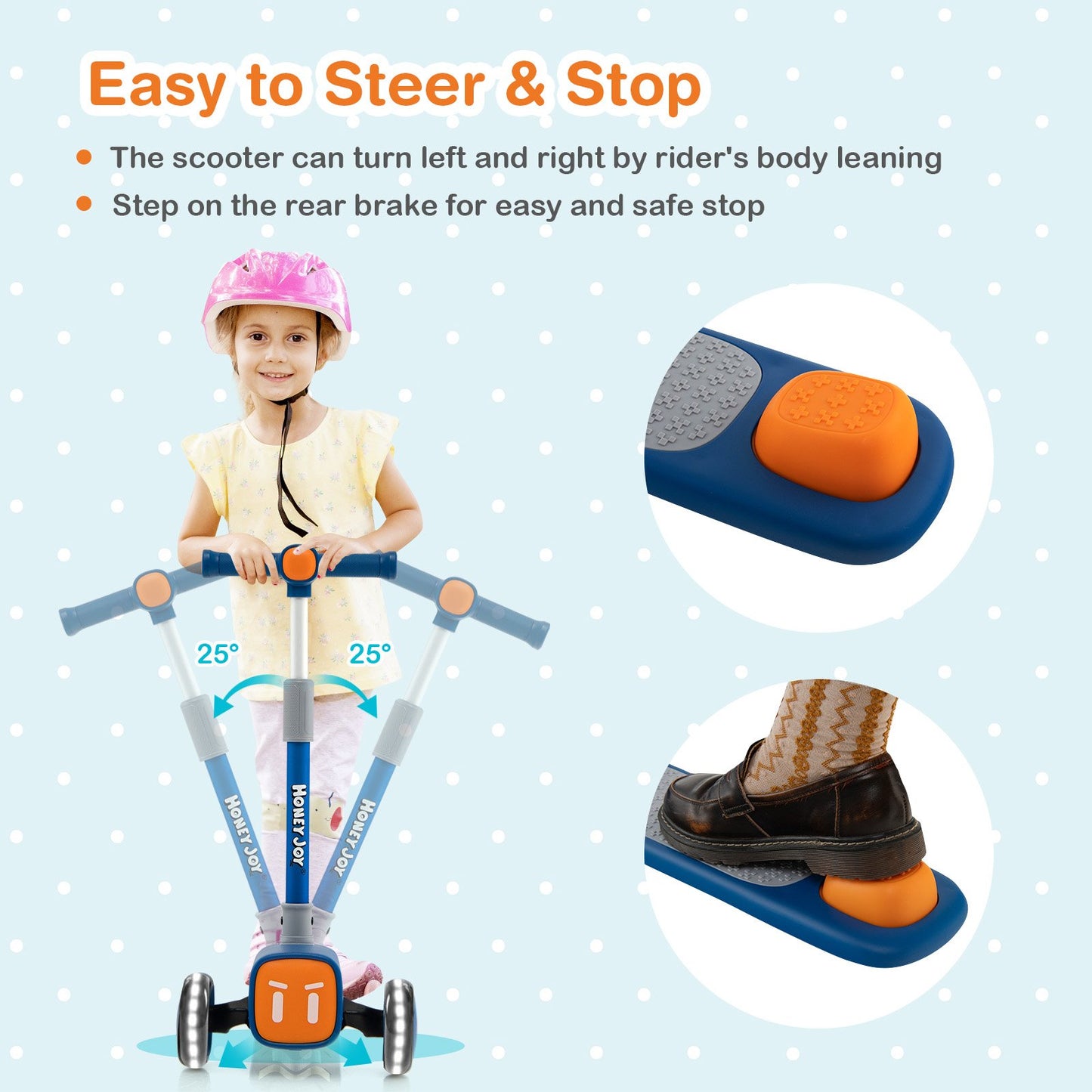 Folding Adjustable Kids Toy Scooter with LED Flashing Wheels Horn 4 Emoji Covers, Blue at Gallery Canada