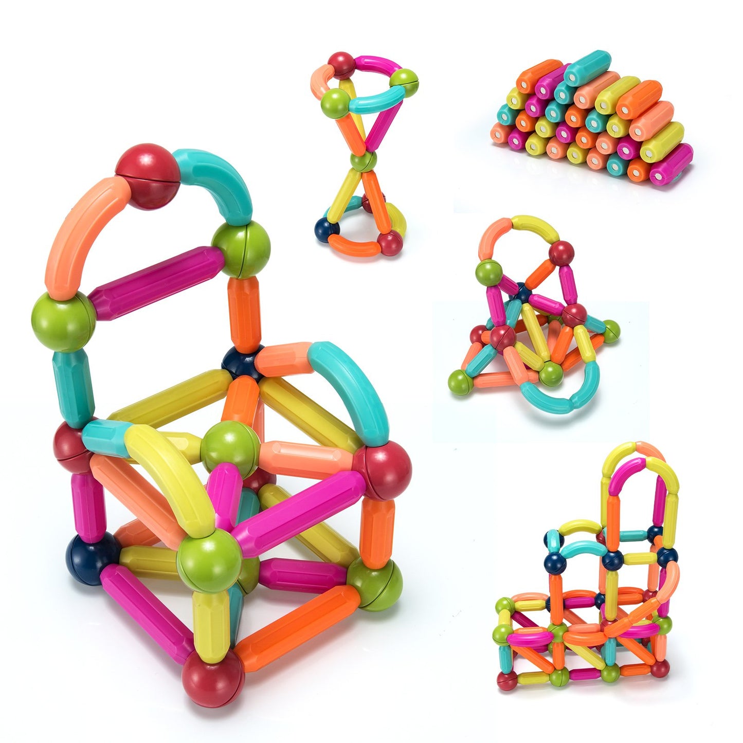88 Pieces Magnetic Balls and Rods Set Building Blocks Set For Kids over 3 Years, Multicolor - Gallery Canada